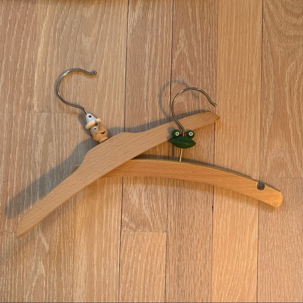 Bundle of Two Kid Toy Clothes Hangers Pinocchio and Frog
